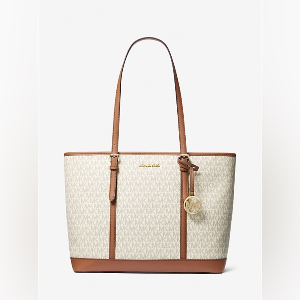 Michael Kors Jet Set Travel Large Logo Tote Bag - Vanilla NWT - Picture 1 of 5